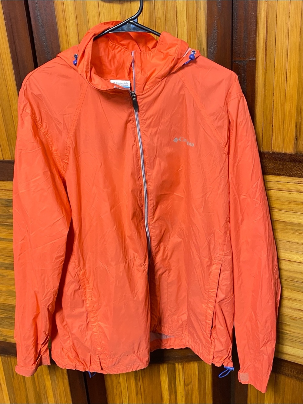 Columbia Orange Hooded Packable Shell Jacket Mens Size XXL